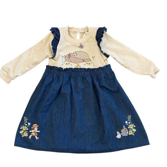 Studio Ghibli My Neighbor Totoro Embroidered Toddler Sweater Dress 3T New - Picture 3 of 9